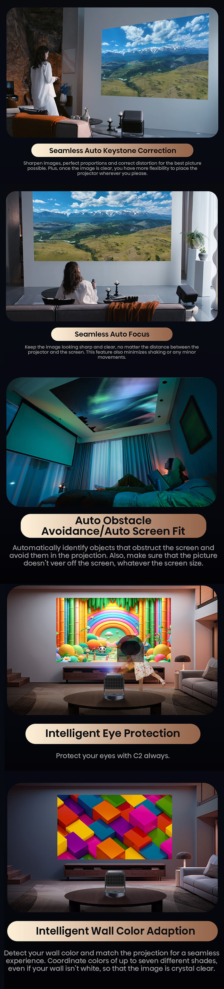 C2 Ultra TriChroma Smart Mini Projector - Banner 16 mobile