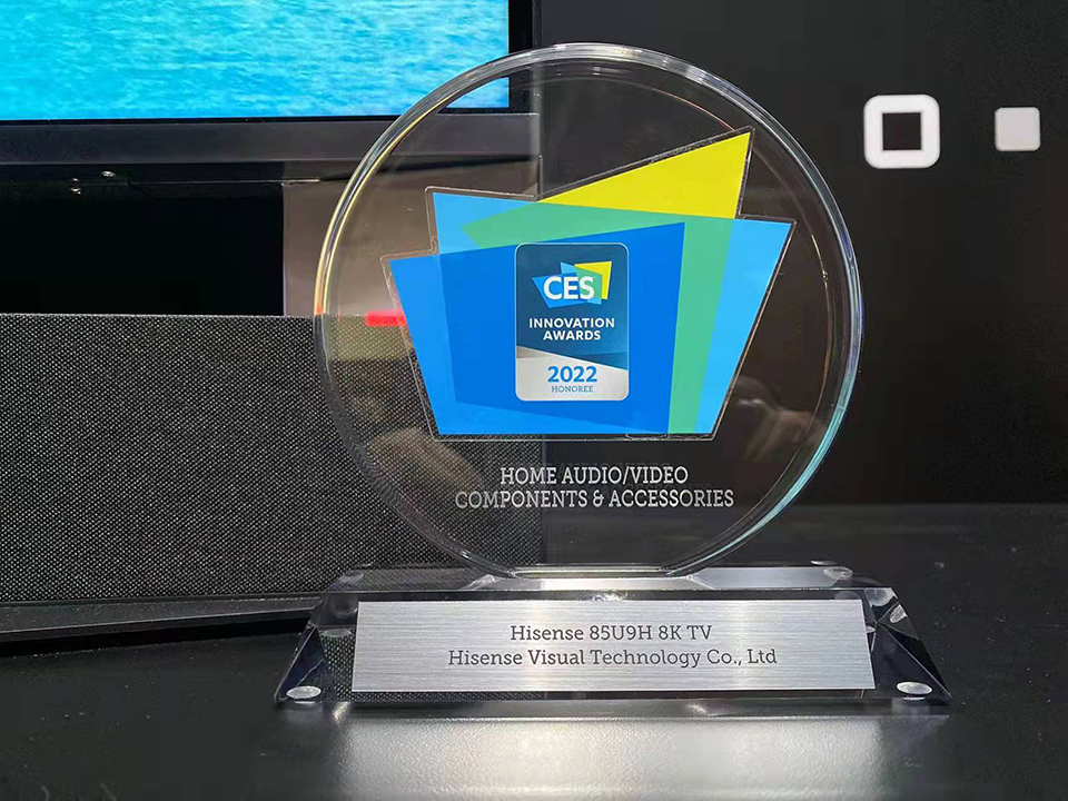 Hisense 85U9H 8K TV has been recognized as CES<sup>®</sup> 2022 Innovation Award Honoree
