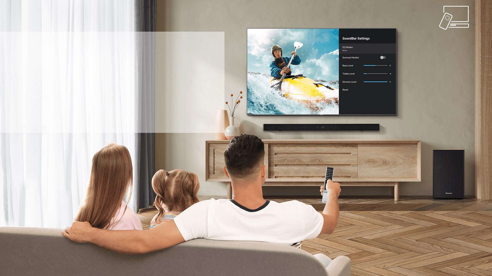 Hisense Home Theatre 2.1ch 280W Dolby Atmos with Wireless Subwoofer, Powerful Bass Effect, Surround Sound, AI, EzPlay, 4K HDR Pass Through AX2107G